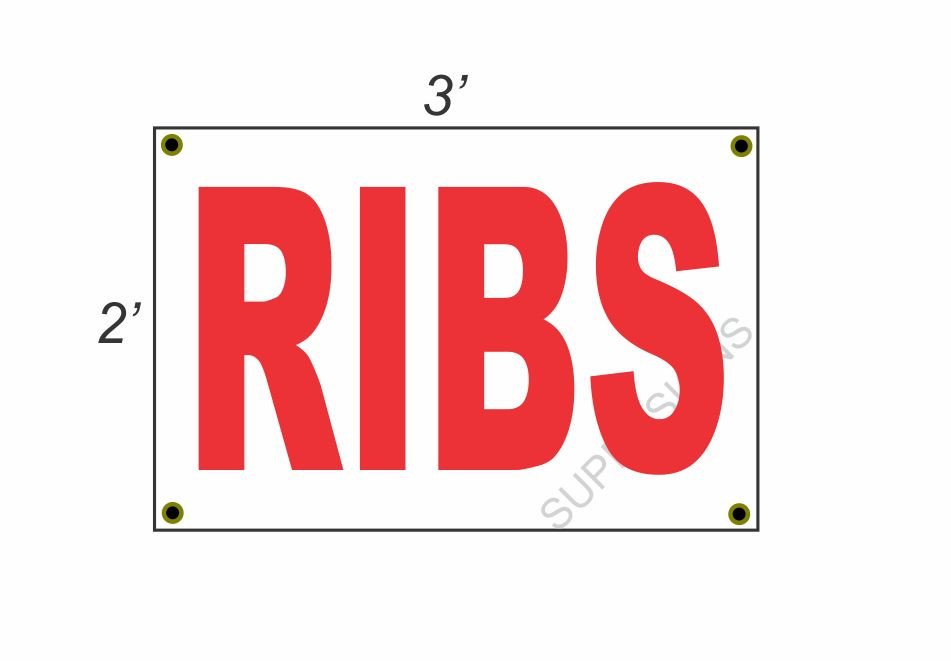 2x3 Red & White Ribbed Banner Sign – Discounted Size & Price with Free Shipping