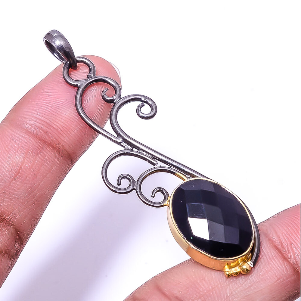 Black Onyx Handmade Sterling Silver Pendant 2.34 Inch P_9355_192_49