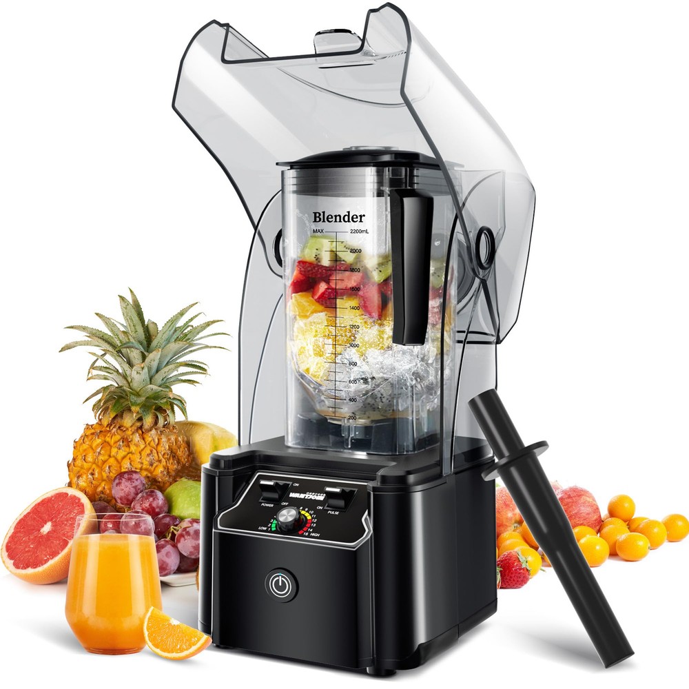 High-Power 2200W Commercial Blender with Quiet Sound Shield for Industrial Use