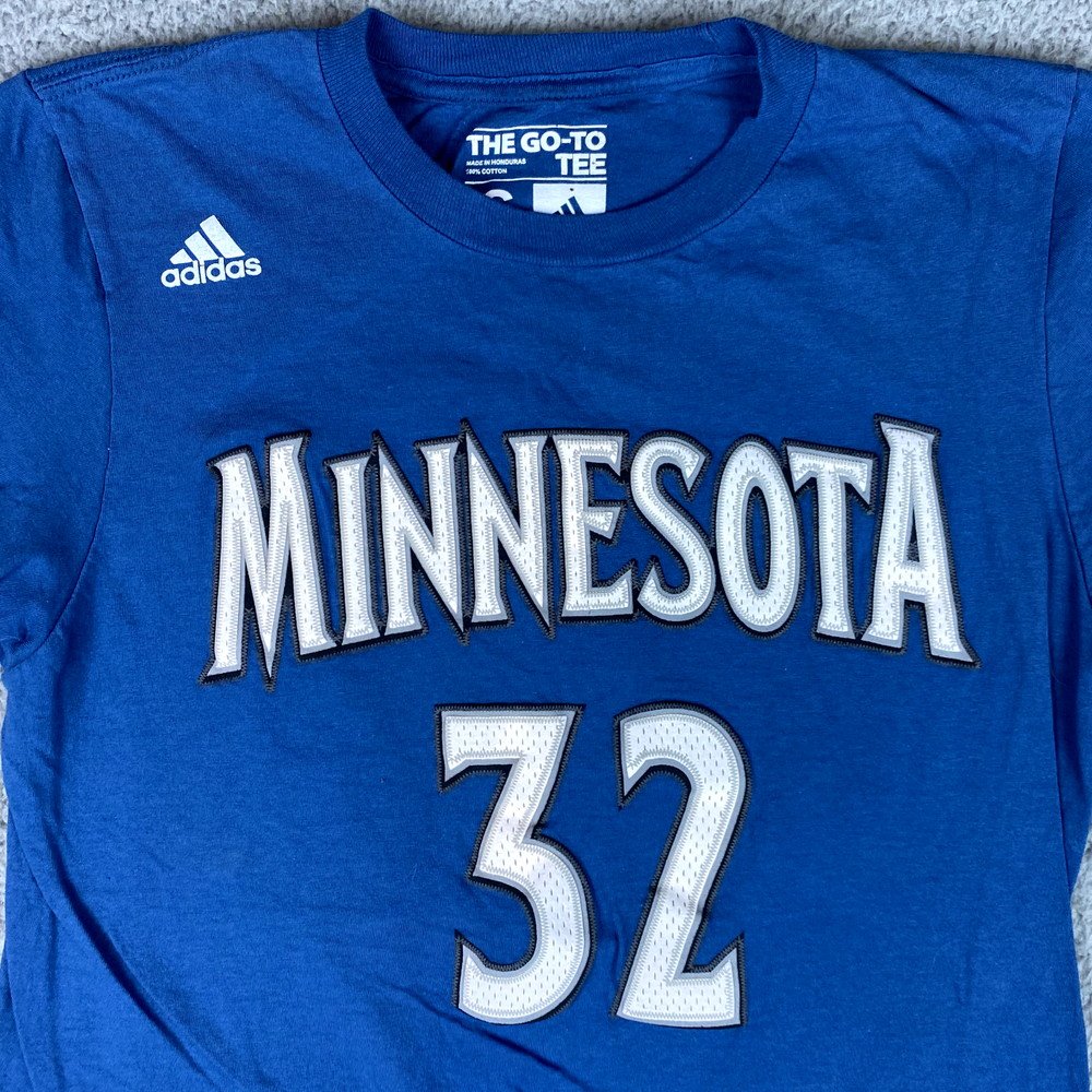 Minnesota Timberwolves Shirt Womens S Adidas Karl Anthony Towns #32 KAT Retro