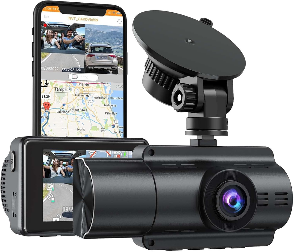 4K Dual Dash Cam with GPS Wi-Fi Night Vision G-Sensor 256GB Support