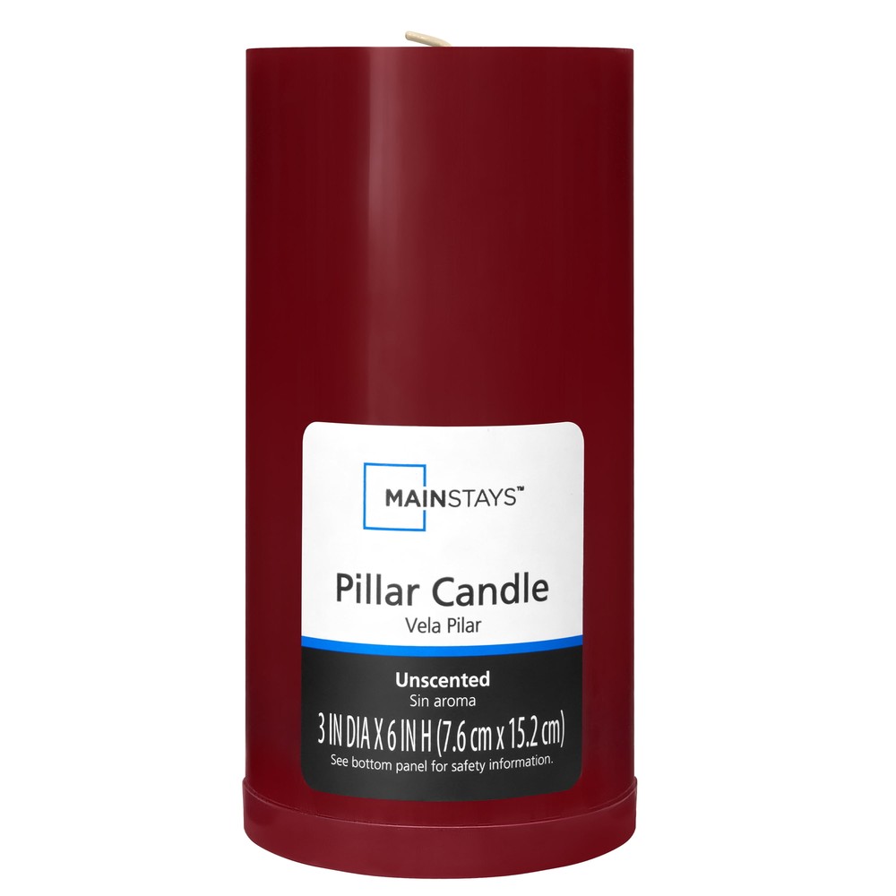 Red Unscented Solid Color 3x6 Decorative Pillar Candle