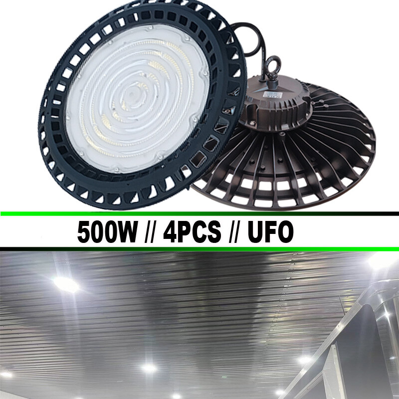LED UFO High Bay Lights 500 w 4-Pack Factory  Commercial Light Fixtures 6500K