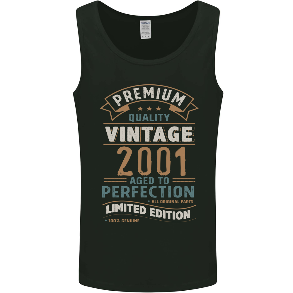 Premium Vintage 24th Birthday 2001 Mens Vest Tank Top
