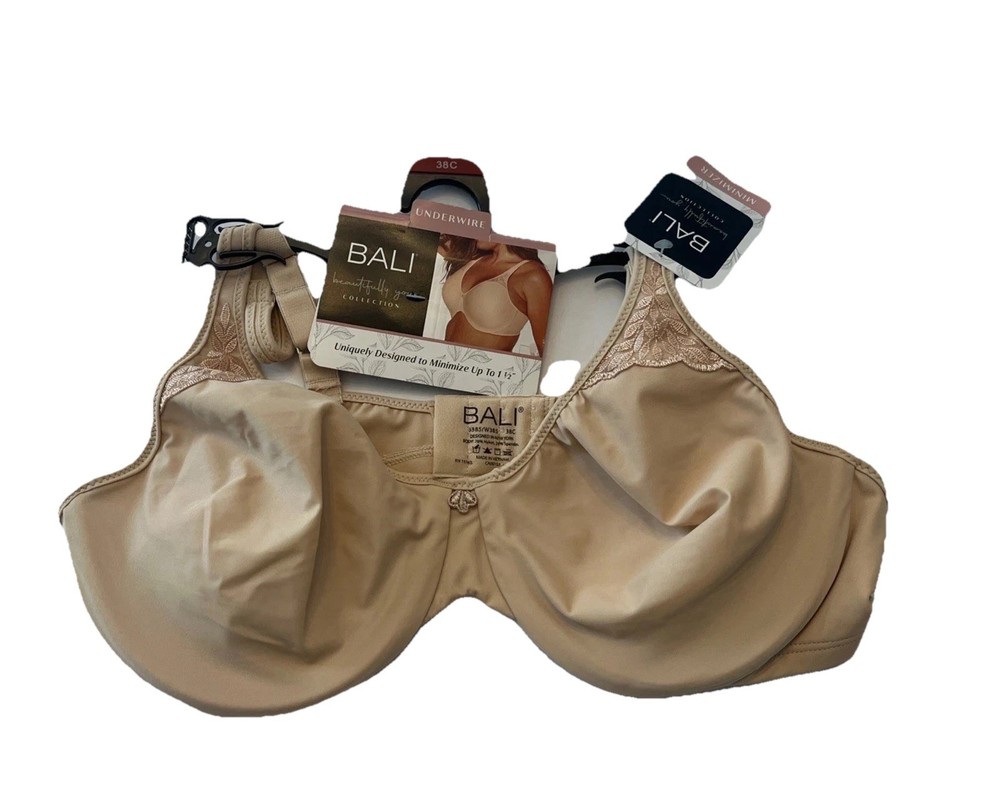 Bali Women's Bra Underwire, Minimizing Beige. Sz 38C. New With Tags.