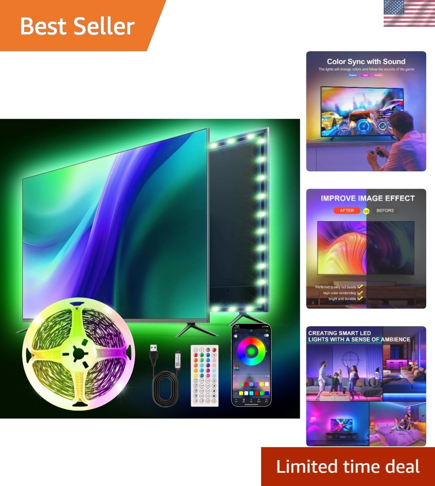Color-Changing Smart LED Backlight Strip 9.84ft for TVs – USB-Powered & Dimmable