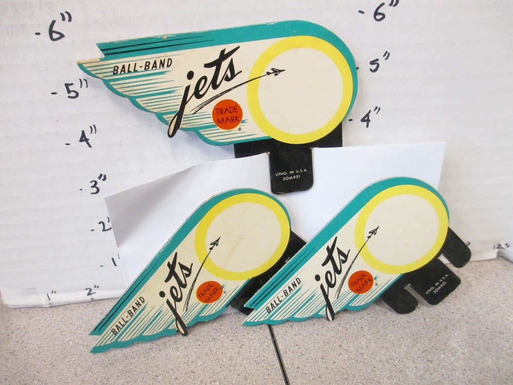 RED BALL-BAND Jets 1950s space rocket (1) shoe box insert store display sign