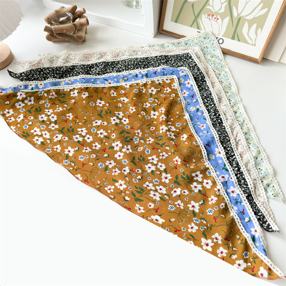 Floral Lace Triangle Bandana Headwrap Turban Pastoral Style Headband  