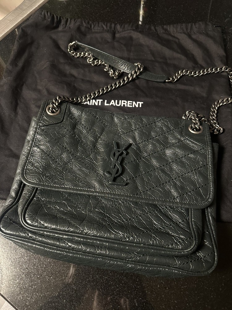 Saint Laurent Niki Medium Leather Shoulder Bag - Dark Moss Green