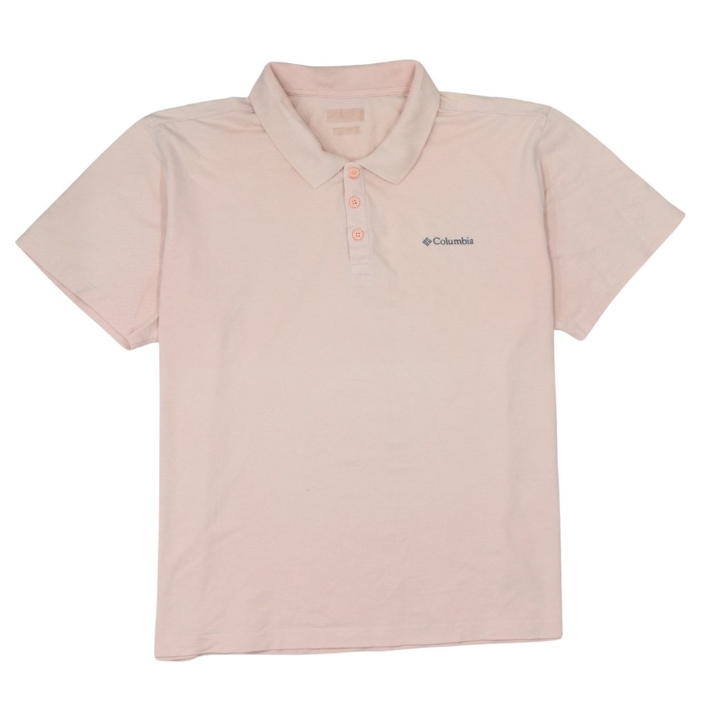 Columbia Mens Polo Shirt Light Pink Cotton Blend Embroidered Chest Logo XXL
