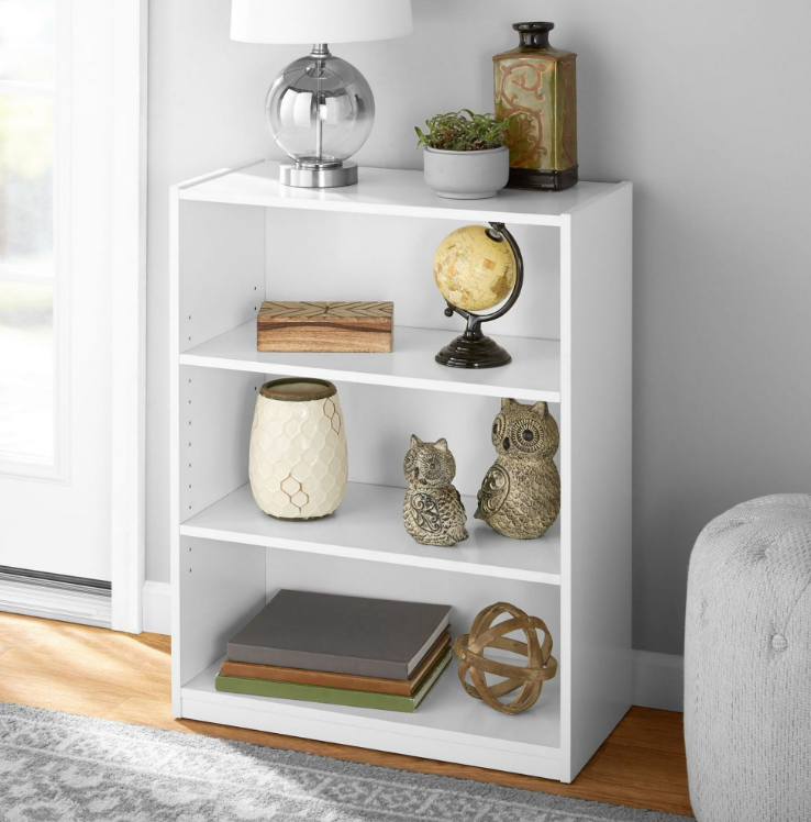 White 3-Shelf Adjustable Bookcase for Home or Office