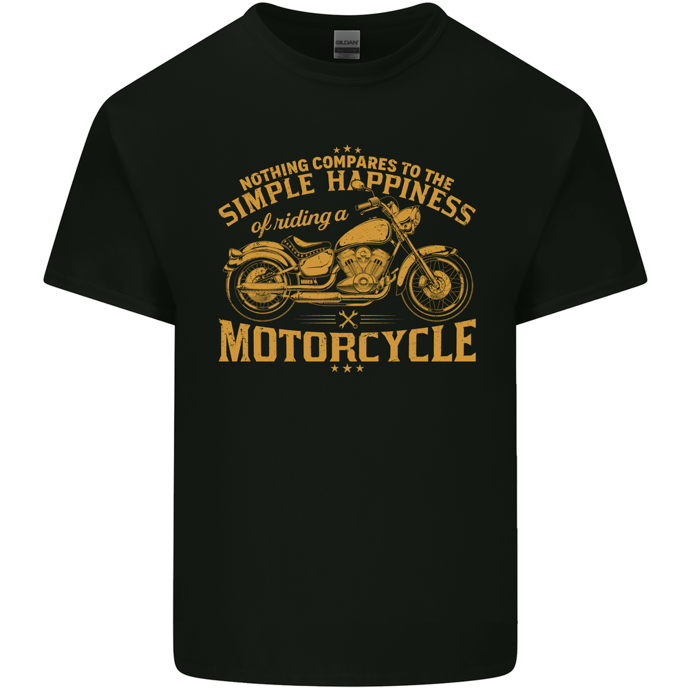 Simple Happiness Biker Motorcycle Motorbike Mens Cotton T-Shirt Tee Top