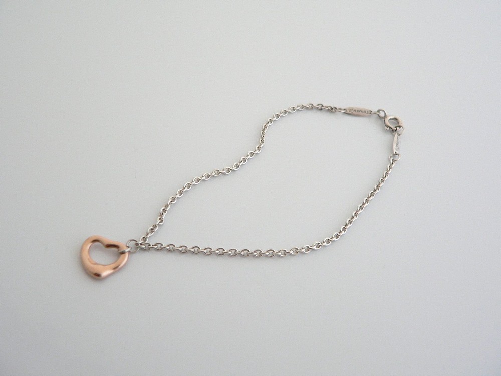 Tiffany & Co 18K Gold and Silver Peretti Open Heart Bracelet Bangle Love Gift
