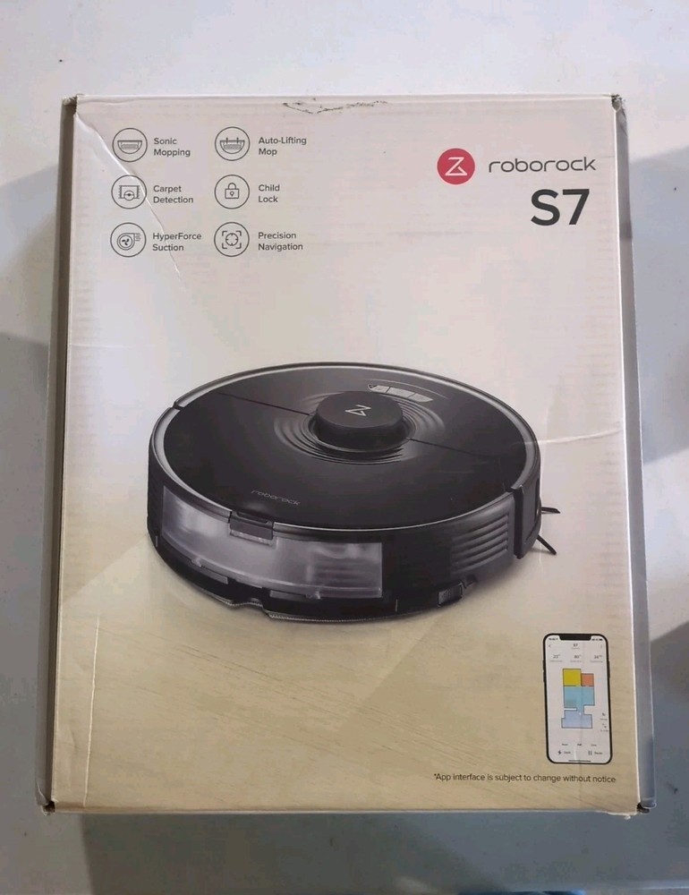 Roborock S7 Robot Vacuum and Sonic Mop - Black-New/open box
