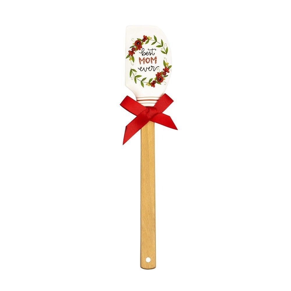 Best Mom Ever Silicone Mixing Spatula, Kitchen Sentiment Spatula, Floral Spatula