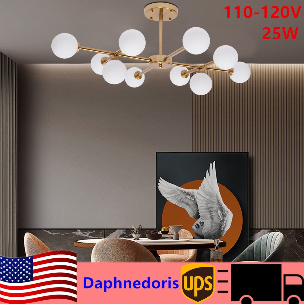 Sputnik Chandelier Lighting 10-light Ceiling Light Fixture Semi Flush Mount Lamp