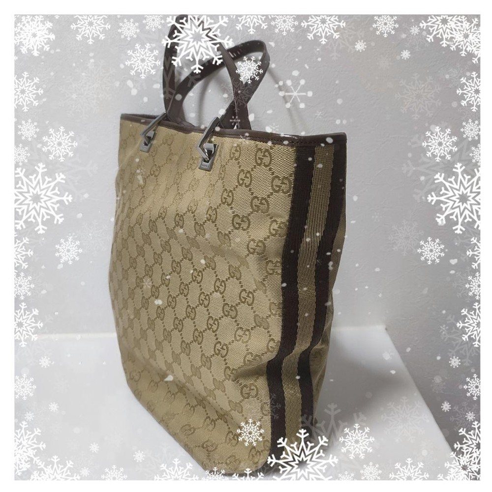 Gucci GG Monogram Canvas Large Brown Tote Shoulder Bag New