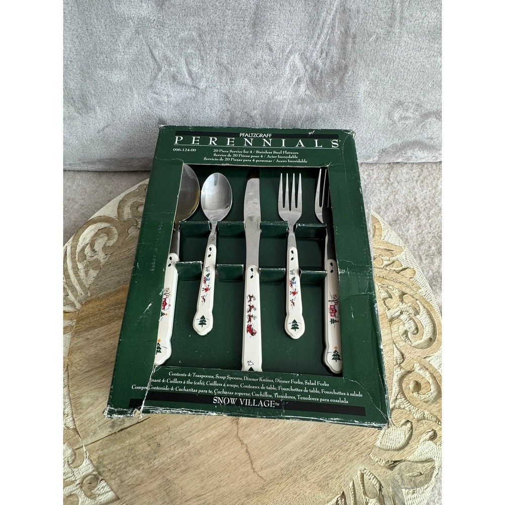 Pfaltzgraff Perennials Snow Village 20 Piece Flatware Set for 4  096-124-00