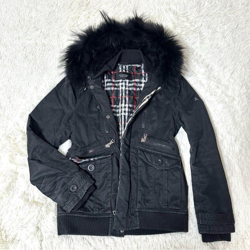 Burberry Black Label Military Jacket MA-1 Fur Jacket F/S from Japan