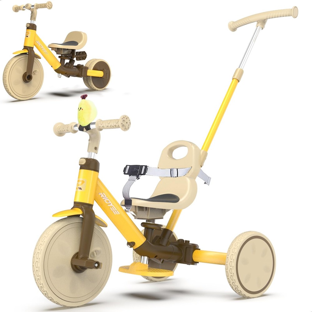 5-in-1 Convertible Toddler Tricycle for Ages 1.5-3, No-Tool Assembly Push Bike