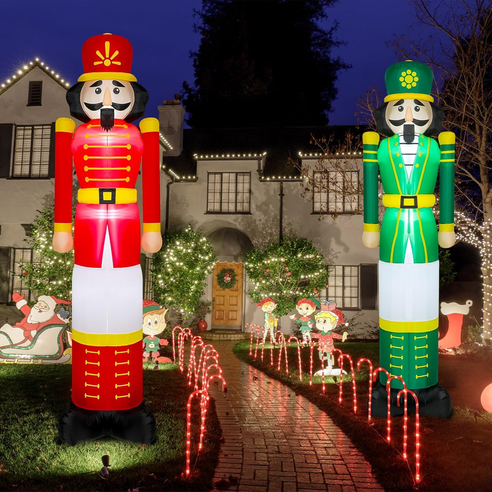 2 Pcs 8FT Christmas Inflatables Nutcracker 2025 NEW LED Outdoor Decoration