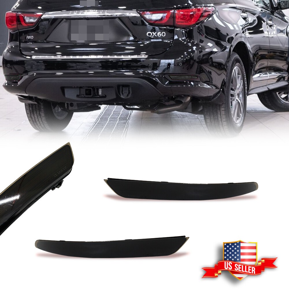 Smoked Lens Rear Bumper Reflector Lights Trim LH RH For 2016-2020 Infiniti QX60