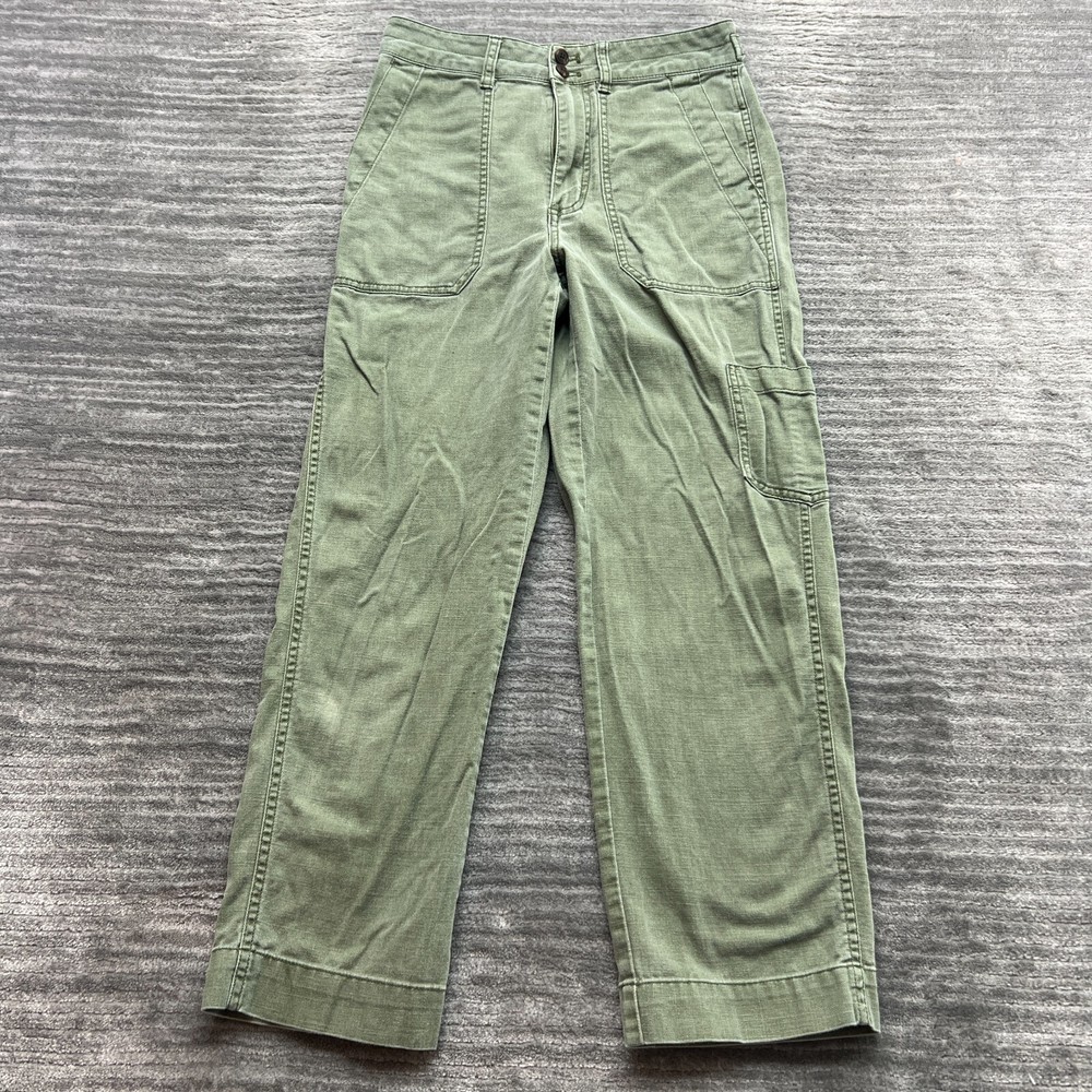Madewell Women's Olive Green High-Rise Utility Tapered Cropped Pants