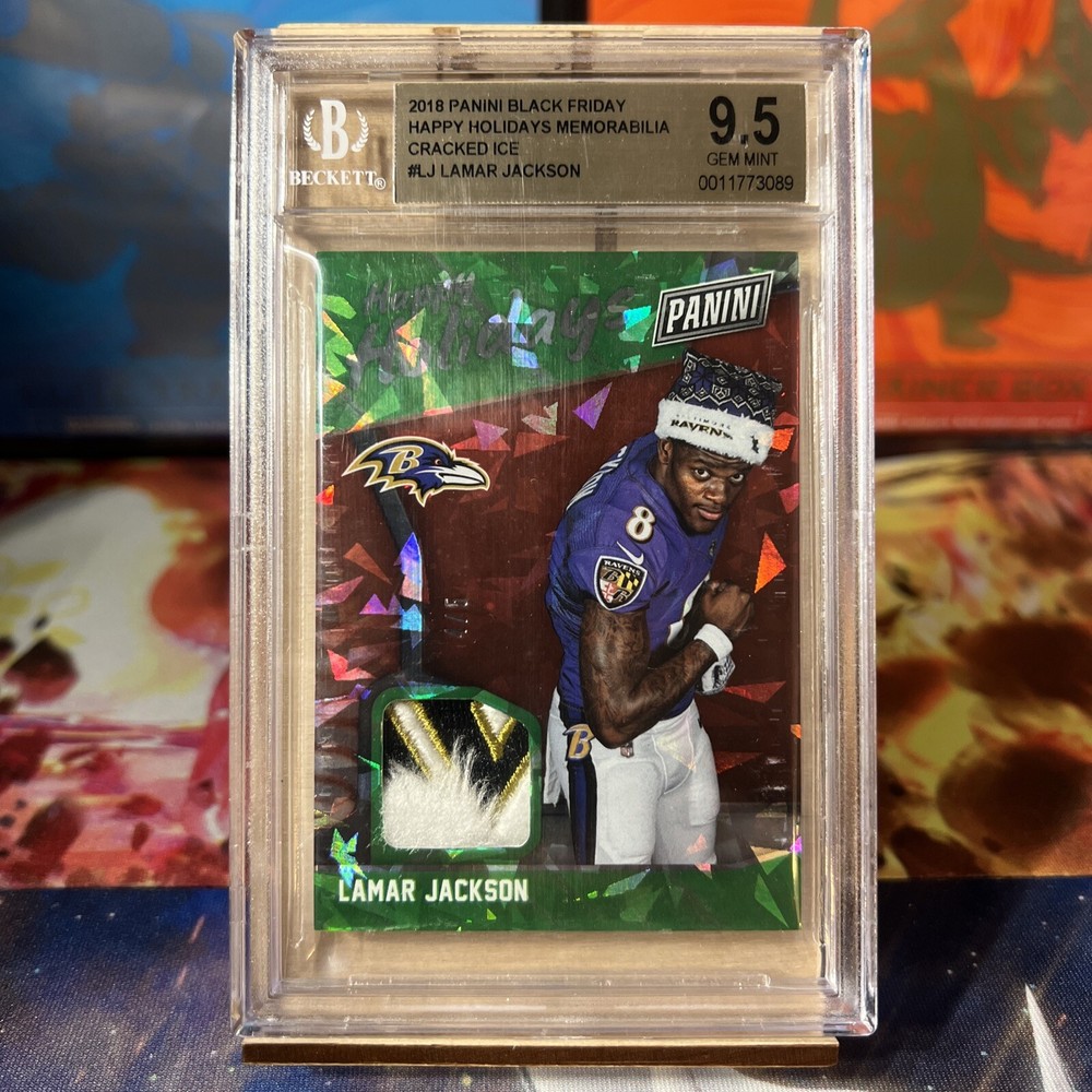2018 Black Friday Holiday Lamar Jackson RC Cracked Ice 4/5 Beckett 9.5 Gem Mint
