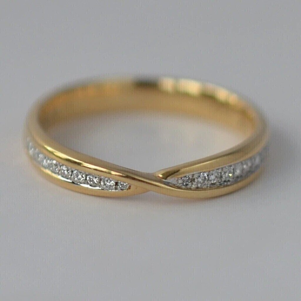 925 Sterling Silver Simulated Diamond Women's Band Ring 14k Yellow Gold Plated