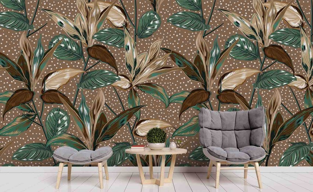 3D Plant Leaves Pattern Wall Murals Wallpaper Murals Wall Sticker