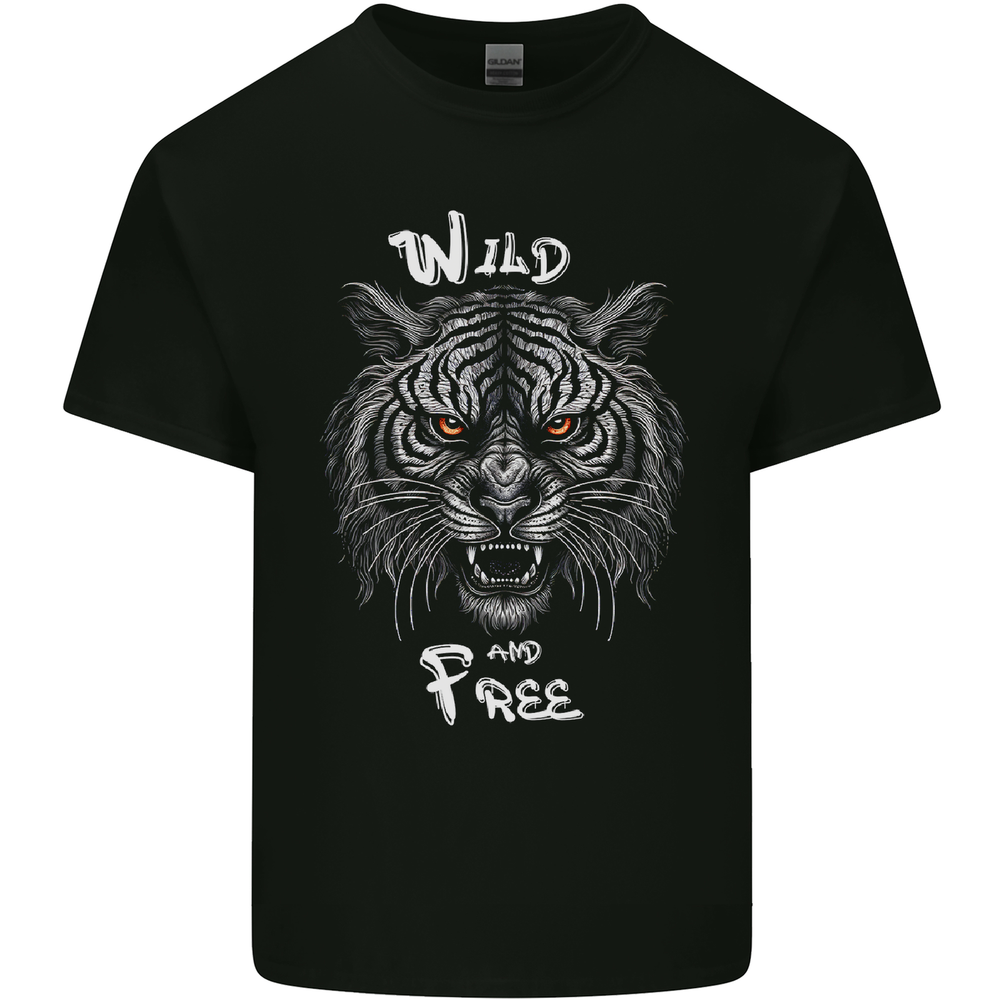 Wild and Free Tiger Mens Cotton T-Shirt Tee Top