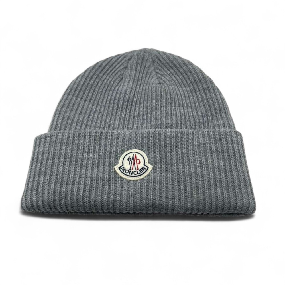 Moncler Wool Cashmere Beanie Hat Gray