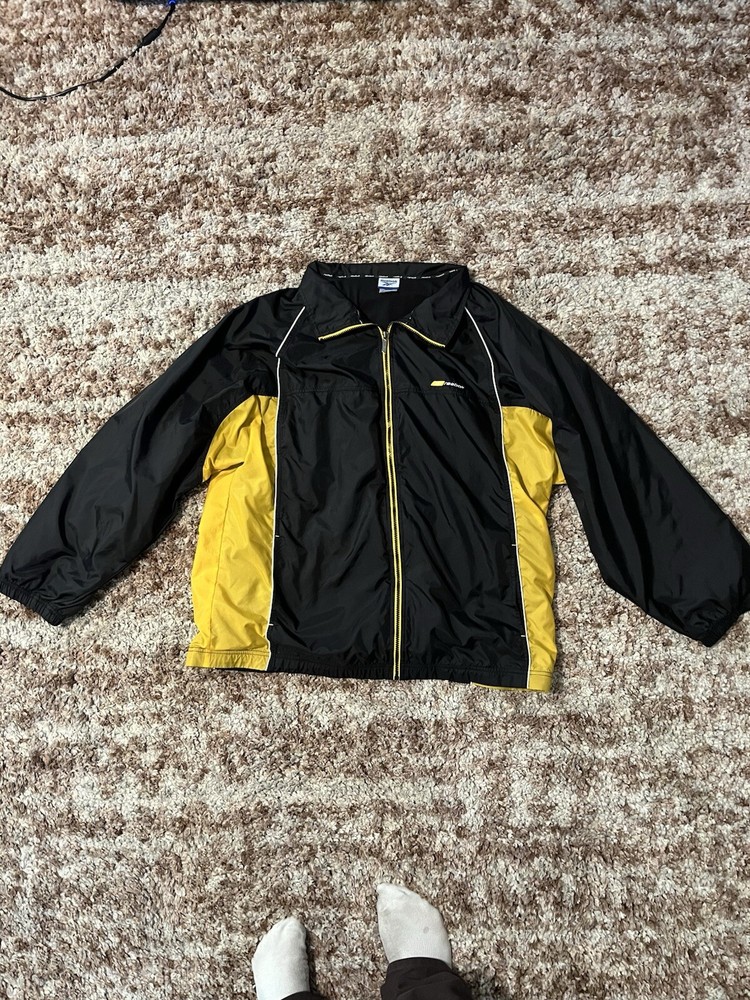 Vintage 2000s Reebok Windbreaker Jacket black and gold  XXL