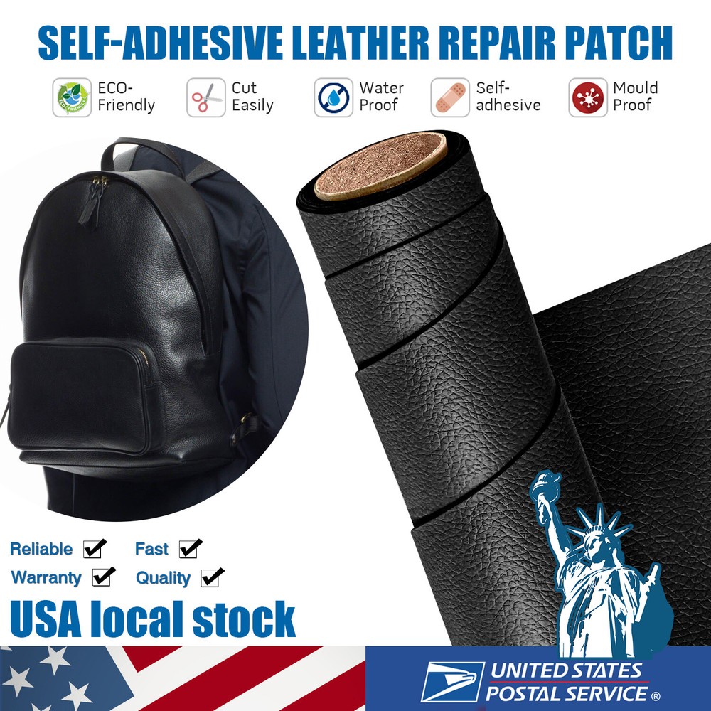 Self-Adhesive Black Leather Repair Kit Patch Stick on Sofa Clothing Seat Lychee