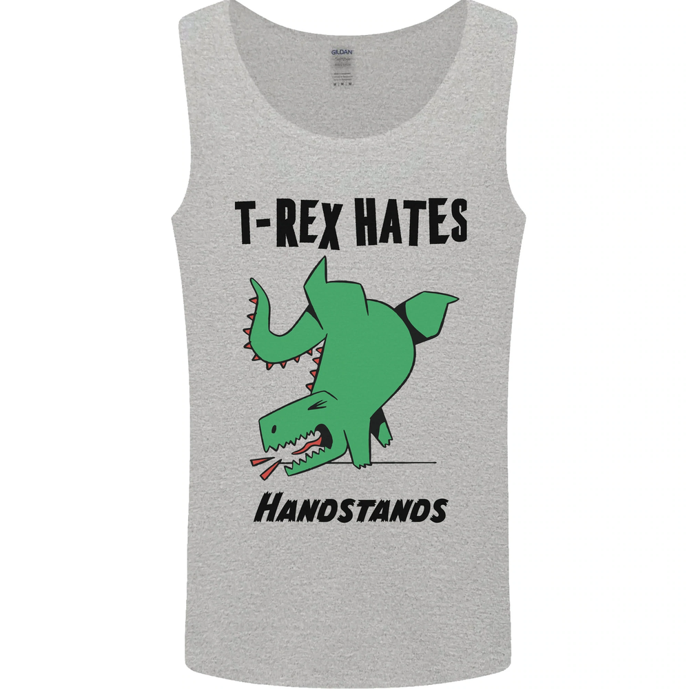 T-Rex Hates Handstands Dinosaur Graphic Mens Vest Tank Top