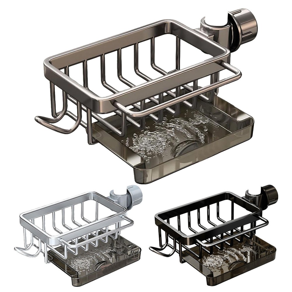 Space-Saving Kitchen Sink Drain Rack for Sponge Soap and Cloth Storage