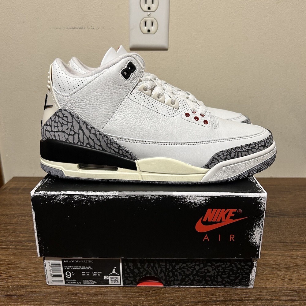 Nike Air Jordan 3 III Retro White Cement REIMAGINED Sz 9.5M DN3707-100 DS NEW