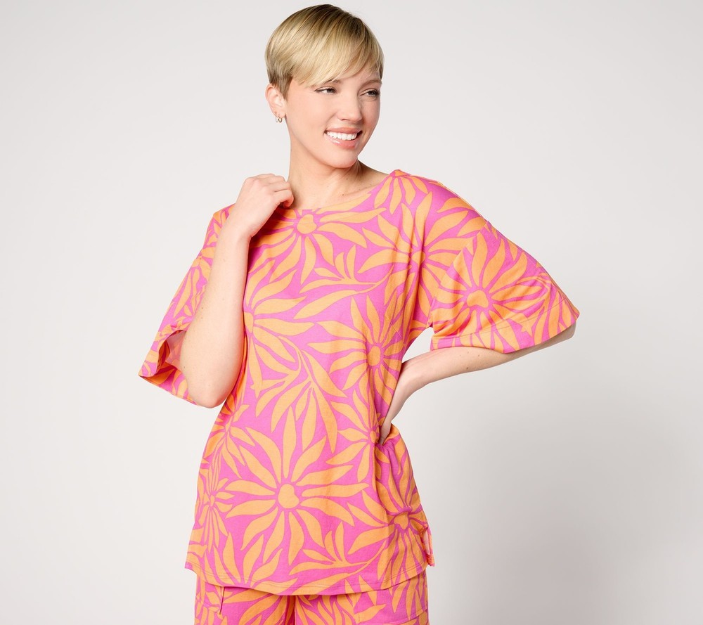Belle by Kim Gravel Women's Top Plus Sz 2X Cabana Good Vibrations Pink A646276