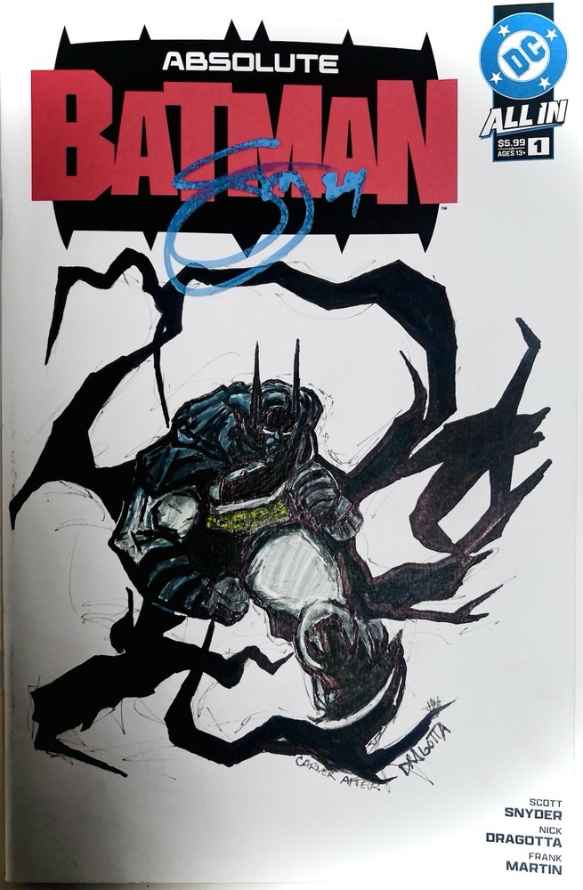 ABSOLUTE BATMAN 1 Sketch Cover 2024 Dual Remarque Dragotta Homage Snyder Signed