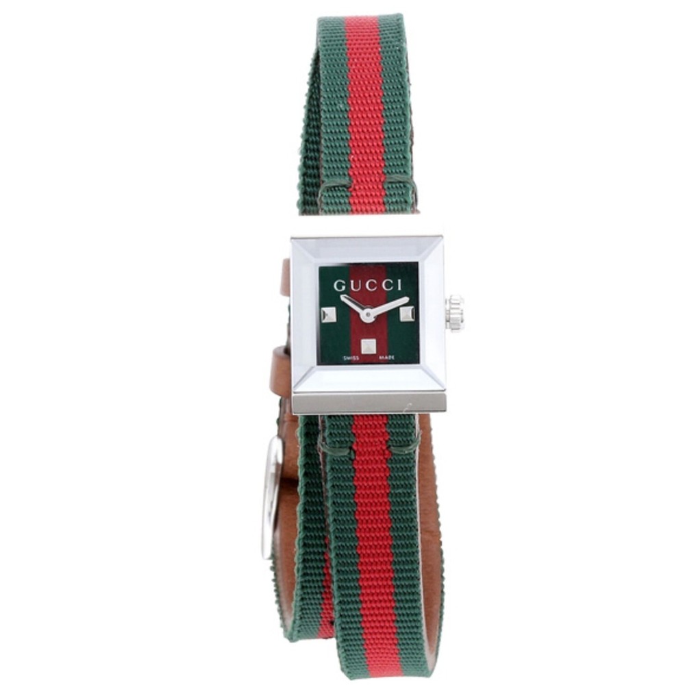 Gucci Womens G-Frame Green Red Dial Quartz Watch YA128528 $920 MSRP