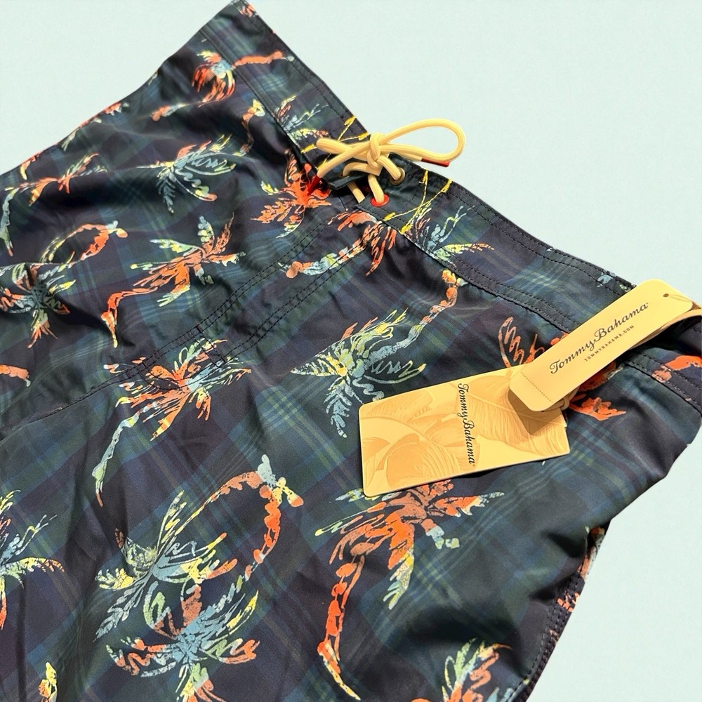 Men’s Tommy Bahama Baja Palm Illusion Board Shorts XXL Blue Zip Fly NWT