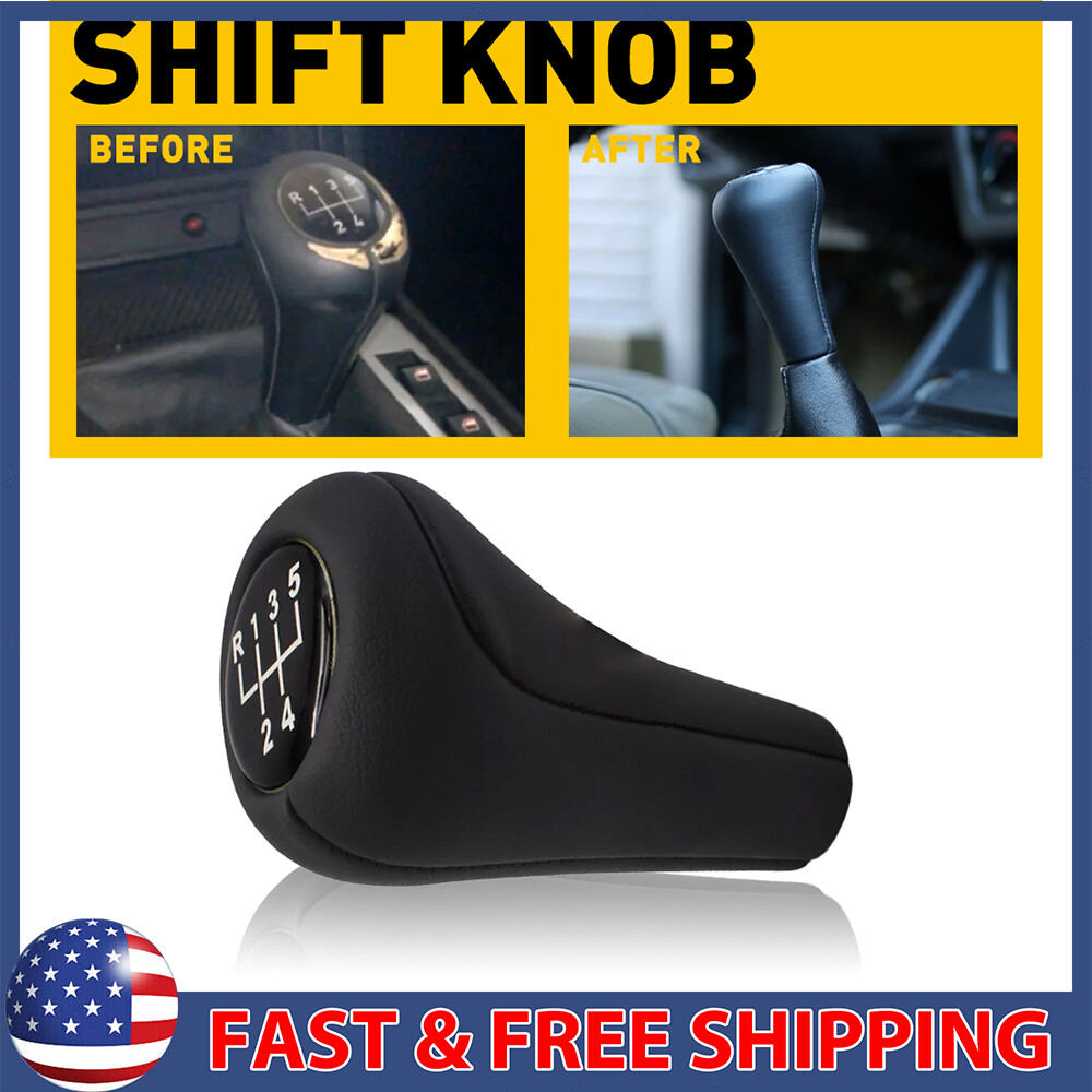 5 Speed Gear Shifter Handle Knob Black Leather For BMW 1 3 5 6 7Series X1 Z4 M3
