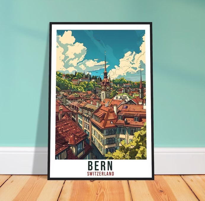 Bern Travel Poster Swiss Wall Art Bern Wall Hanging Home Living Décor