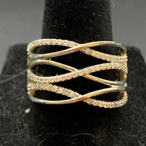 Vintage Antique Silver Tone Rhinestone CZ Ring - Size 9