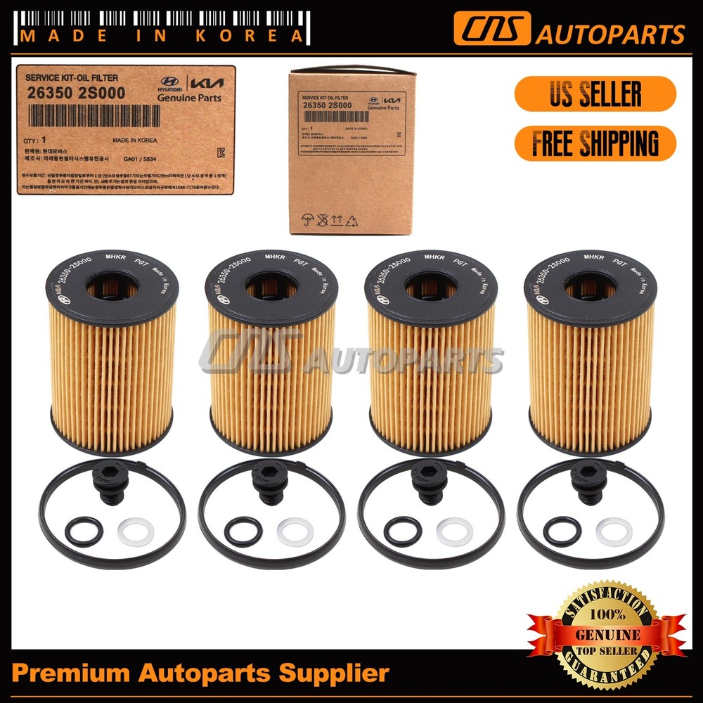 Genuine 4pcs Oil Filter for 2020-25 Hyundai Kia 2.5L Various Models 26350-2S000