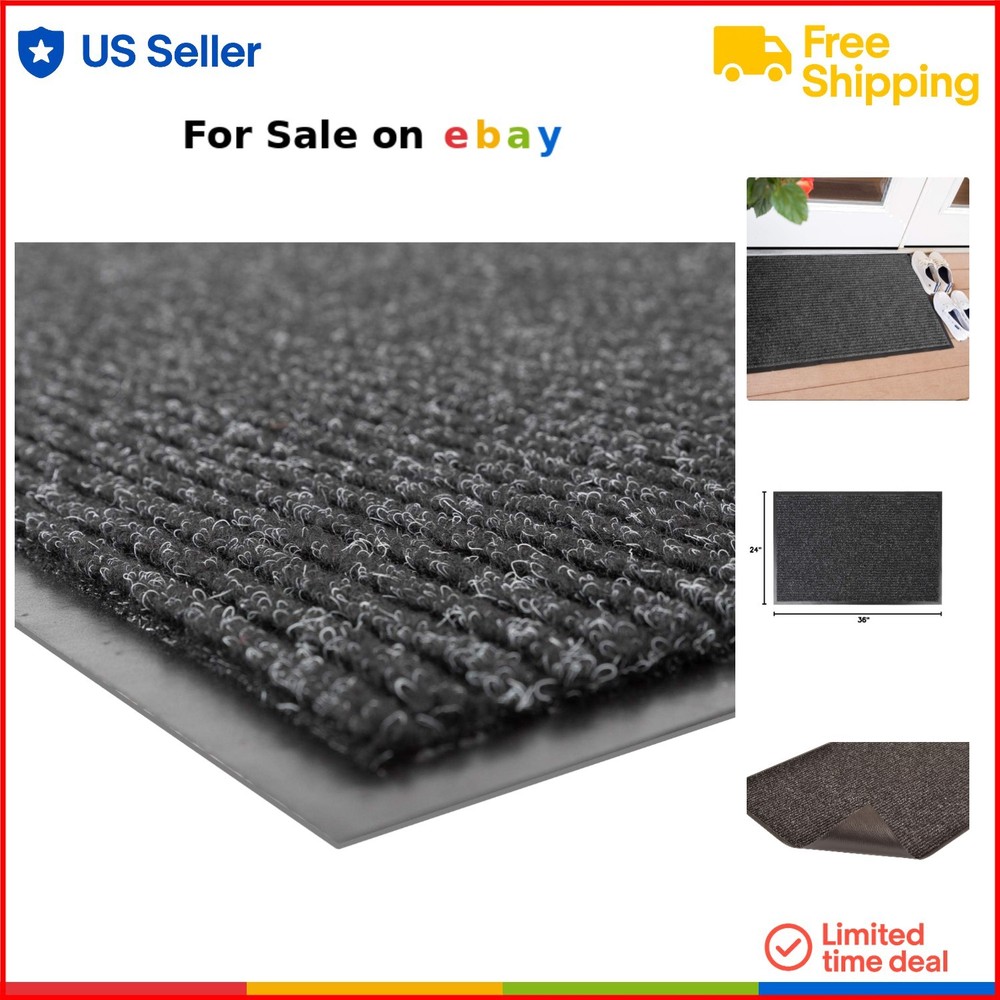 Indoor Outdoor Heavy Duty Slip Resistant Absorbent 2x3 Charcoal Vinyl Entry Mat