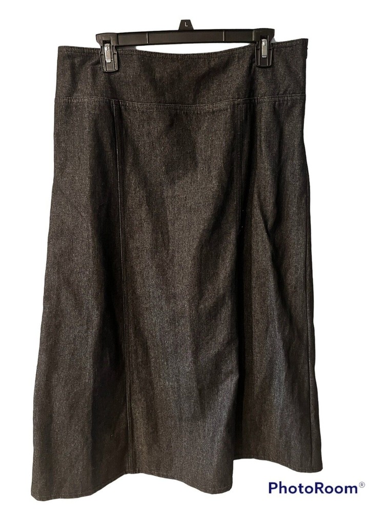 Baby O midi Skirt Womens Sz 12 Blue Denim USA made Y2K longline hipster Modest