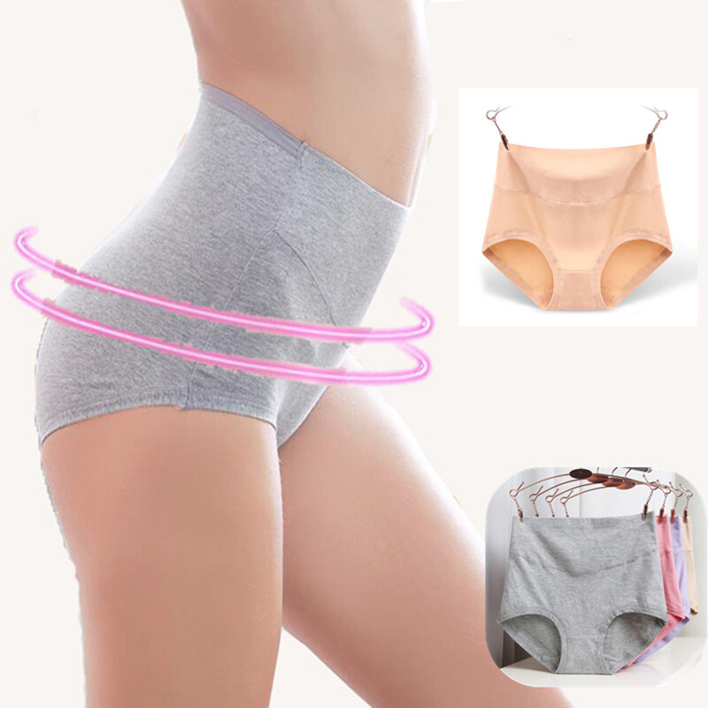 Women Cotton High Waist Panty Lift Hip Soft Underwear Plus Size Lingerie Simple Design