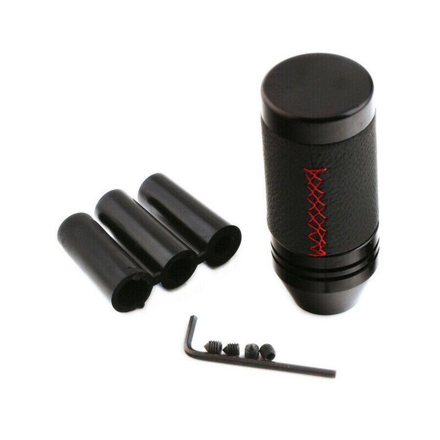 Black Manual Car Modified Gear Shift Knob Shifter Lever Leather with Adapters