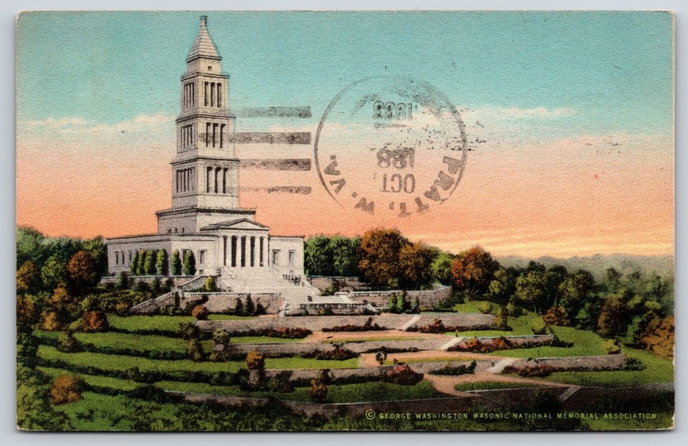 Original Old Vintage Postcard George Washington Masonic Memorial Alexandria, VA